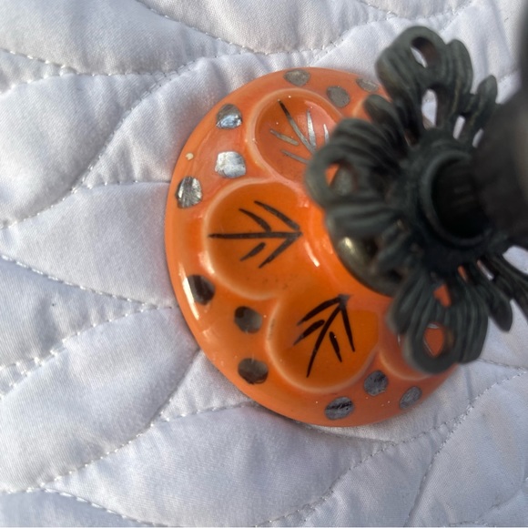 Vintage Brass & Ceramic Candlestick Holder Anthropologie Made India 3” - Picture 3 of 6